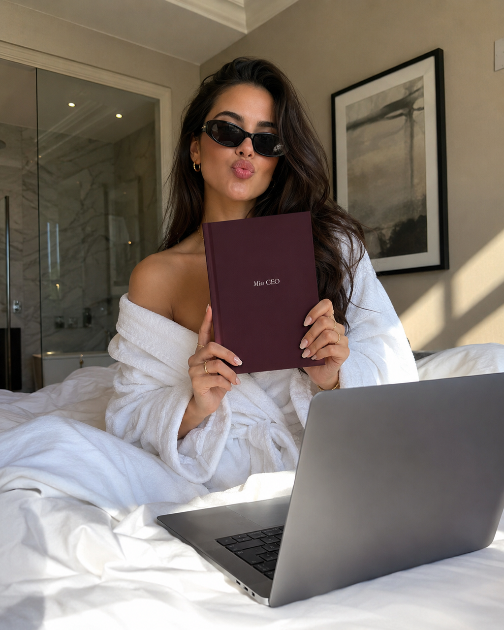 Miss CEO Hardcover Journal | Burgundy Linen Luxury Notebook, Entrepreneur Planner