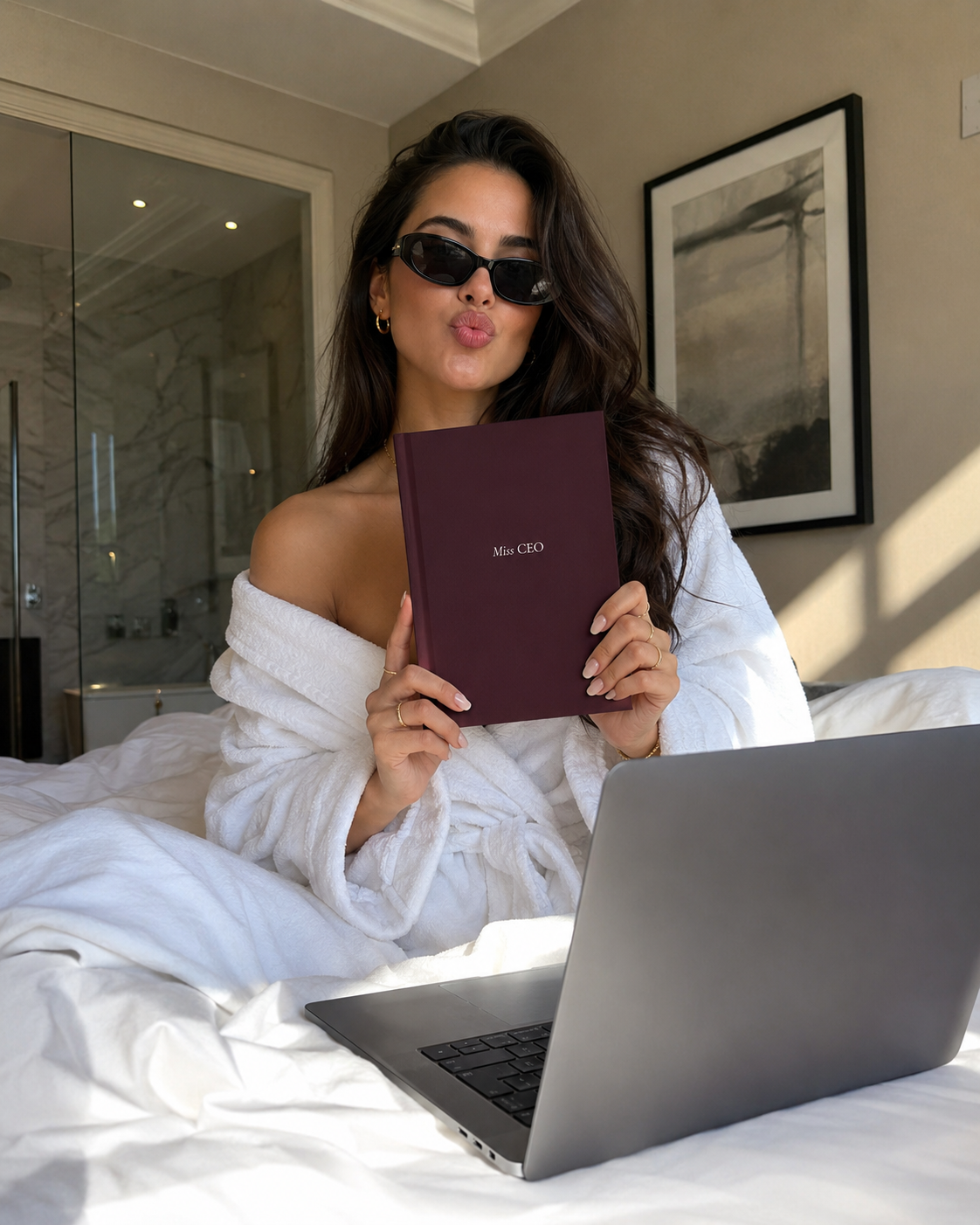 Miss CEO Hardcover Journal | Burgundy Linen Luxury Notebook, Entrepreneur Planner